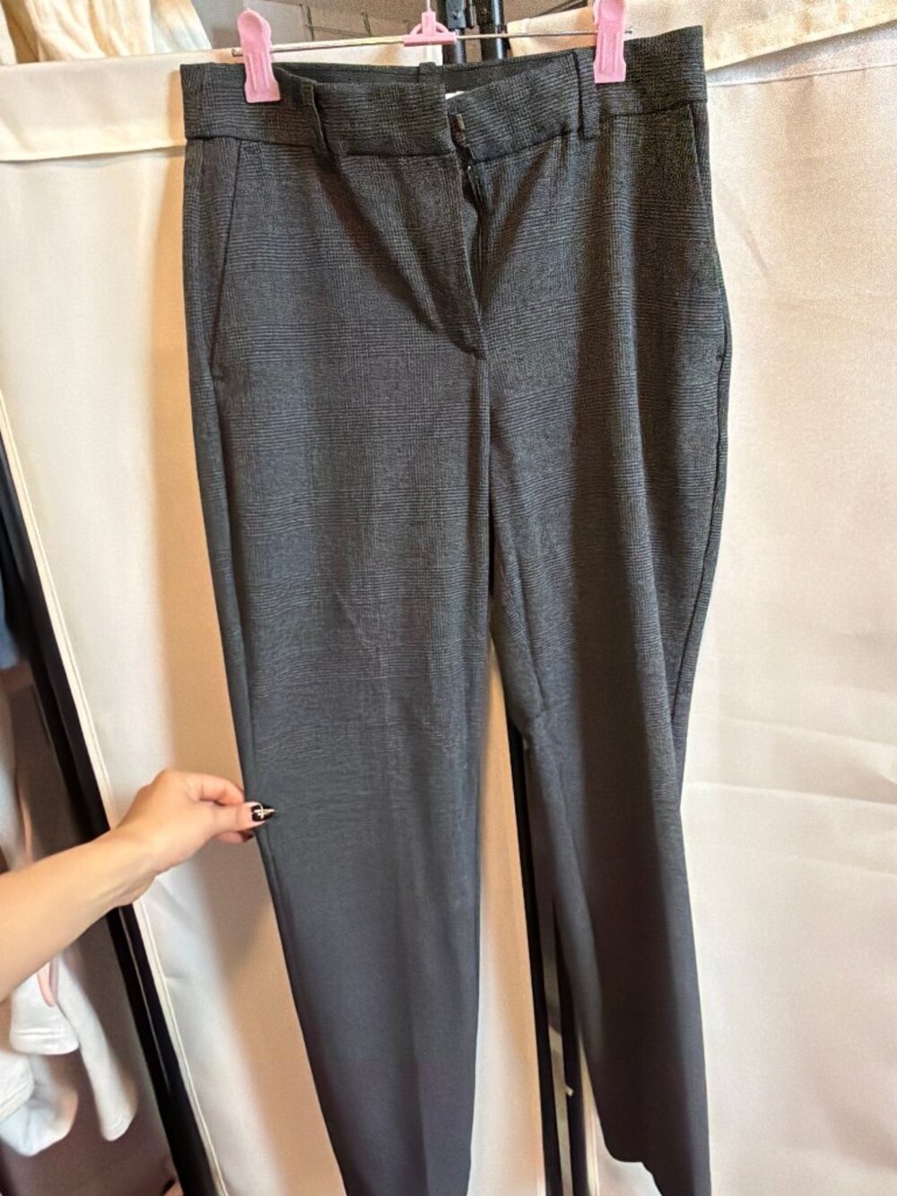 H&M Gray Glen Plaid Slim Trousers, Size 4